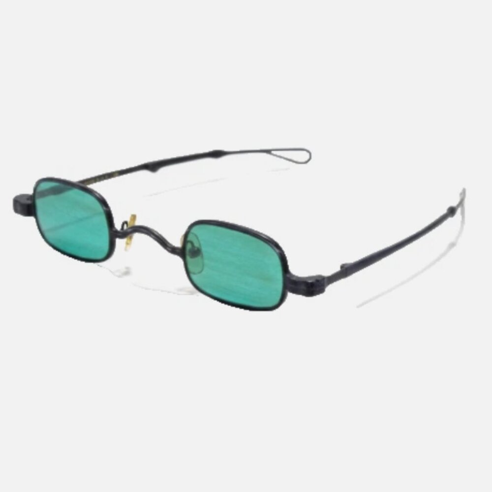 Antique Style Brass Eyeglasses Green Tint Rectangular Adjustable Arms Steampunk